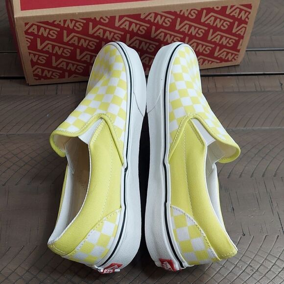 Vans Classic Slip-on Color Theory Highlighter Yellow Checker Sneakers NIB main image 7